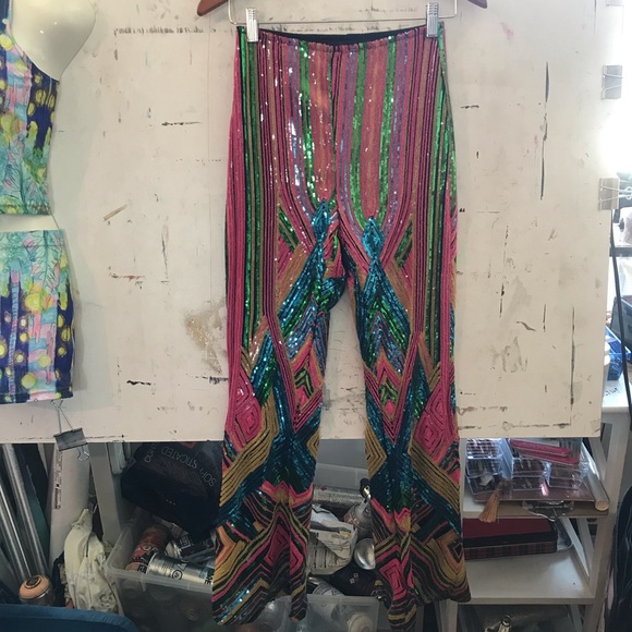 Sequin Spandex Flare Pants - Picture 7 of 8